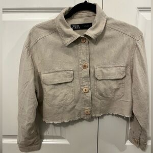 Zara Women's Tan Cropped Jacket